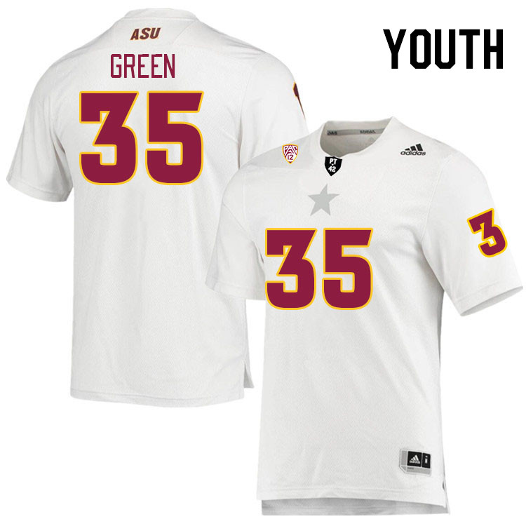 Youth #35 B.J. Green Arizona State Sun Devils College Football Jerseys Stitched Sale-White - Click Image to Close